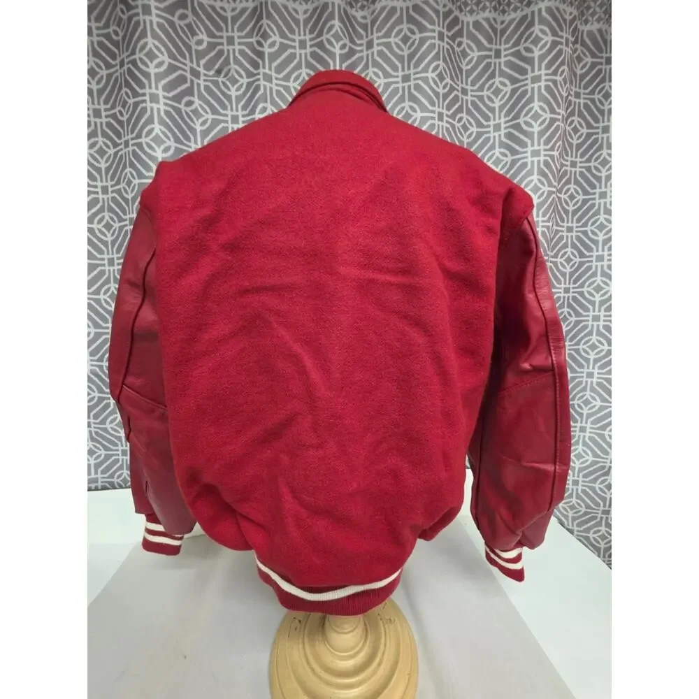 DeLong Vintage Varsity Jacket NWT Size L Made In USA Red White